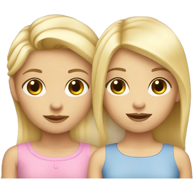 Short blond hair girl with another long blond girl emoji