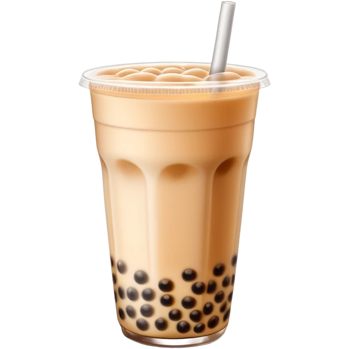 Bubble tea with tapioca pearls and milk tea, with straw emoji