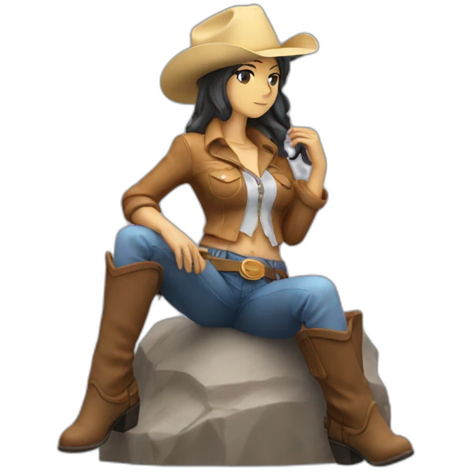 Anime cowgirl position statue emoji