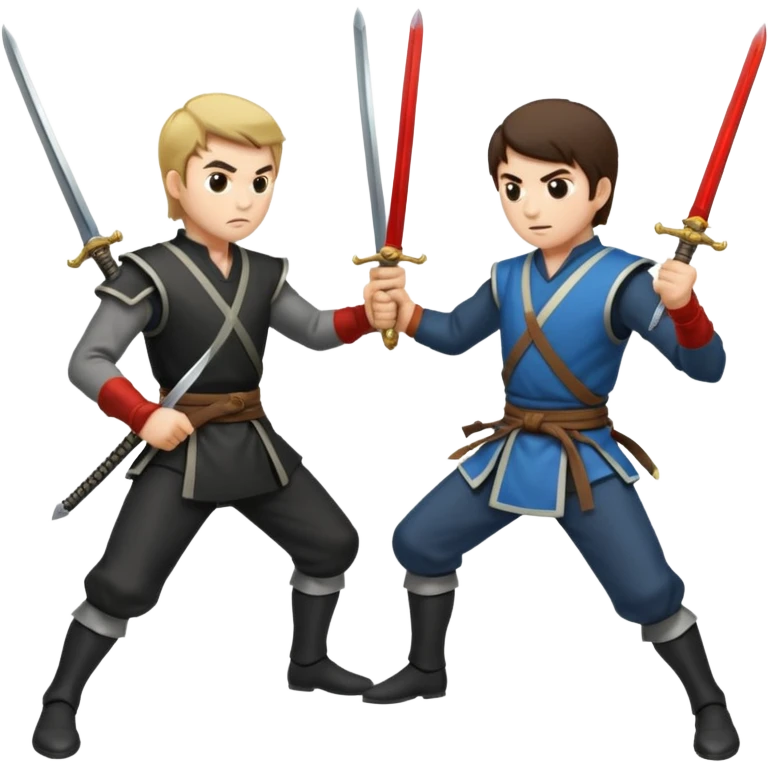 two men fighting a duel with swords emoji