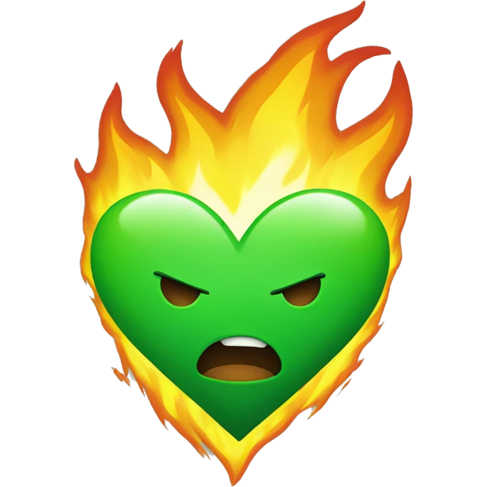 Green heart on fire emoji