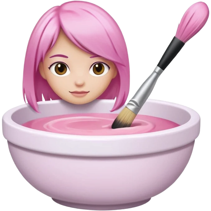 bowl of pastel hair dye with a brush nearby, iOS Apple emoji style emoji