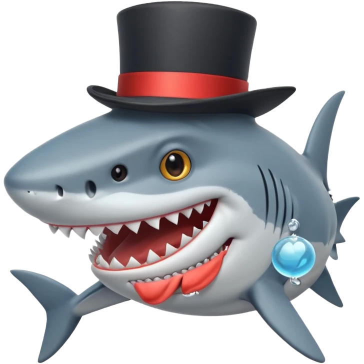 Shark with a top hat emoji