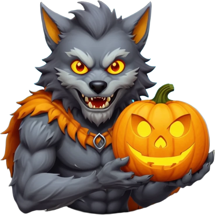 werewold with pumpkin  emoji