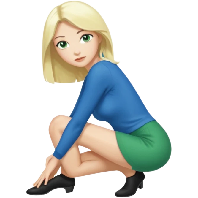 King, black Hair, blue eyes, whole body, Woman, blonde, green eyes, bending knees emoji