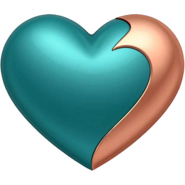 A teal, burnt orang, and rose gold heart, please.  emoji