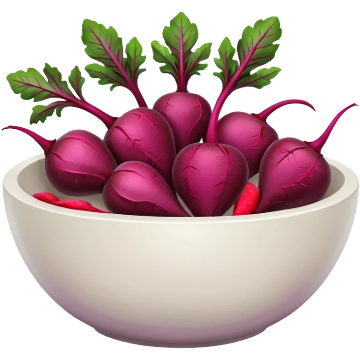 white bowl with purple-red beets emoji