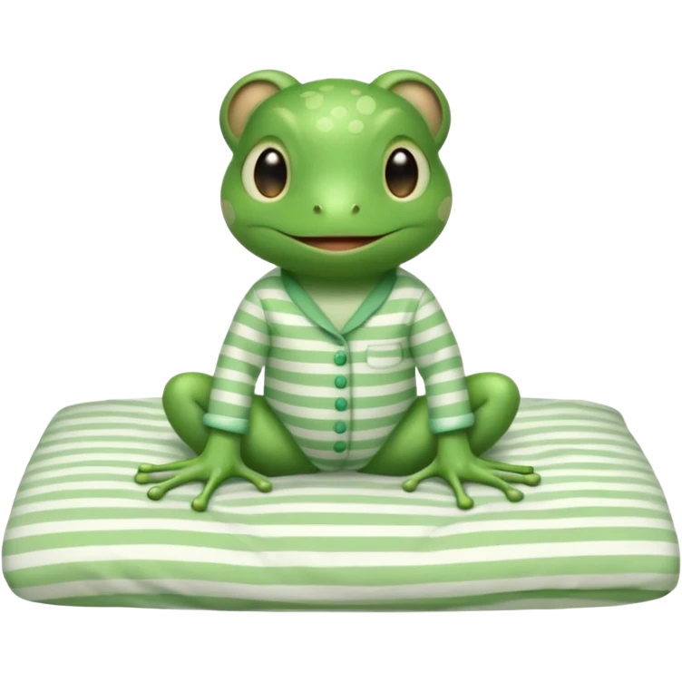 cute baby frog on bed pijama emoji
