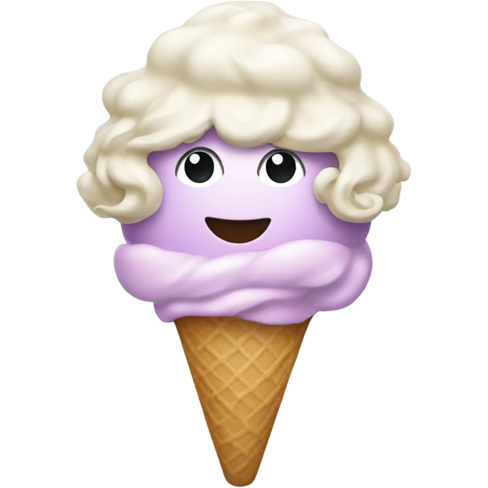 Ice cream with a wig emoji