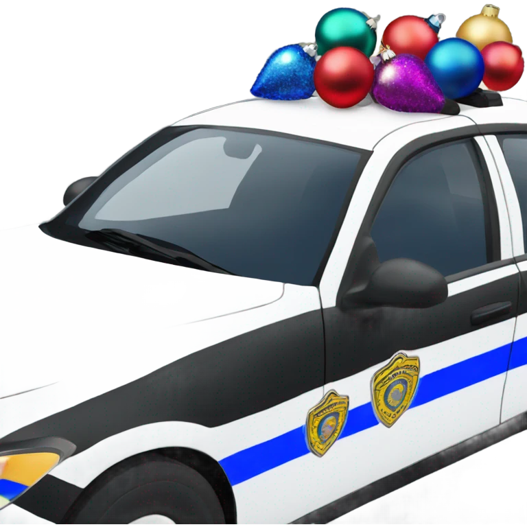 police car with Christmas decorations emoji