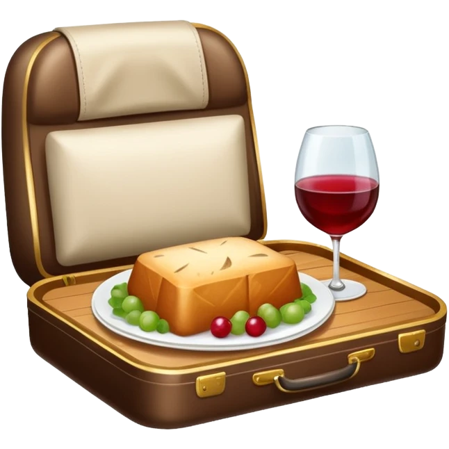 luxury plane food with wine emoji