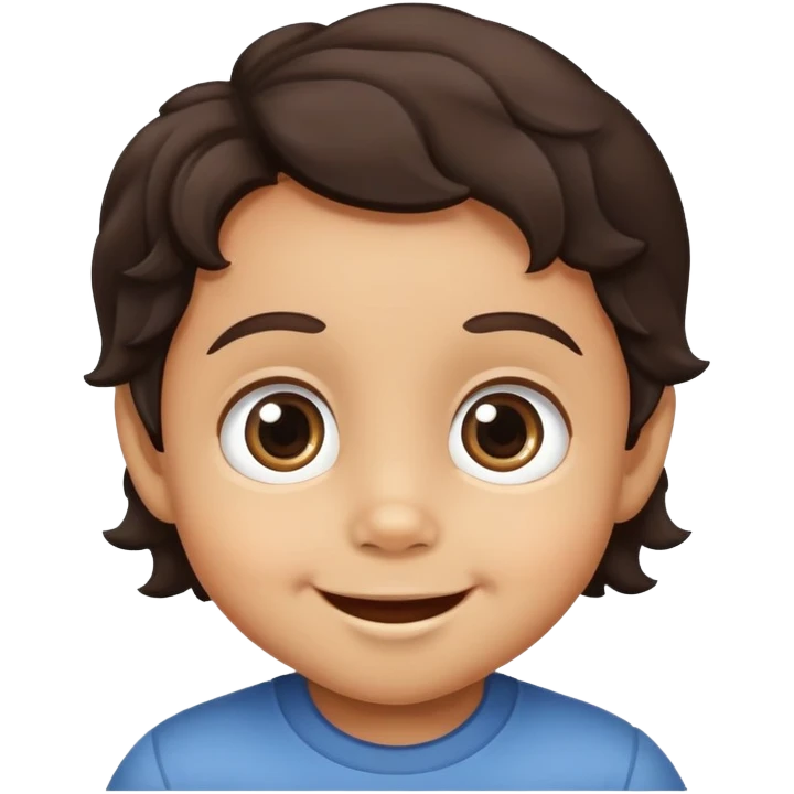 smiling toddler face with big eyes, medium skin tone, and dark wavy hair emoji