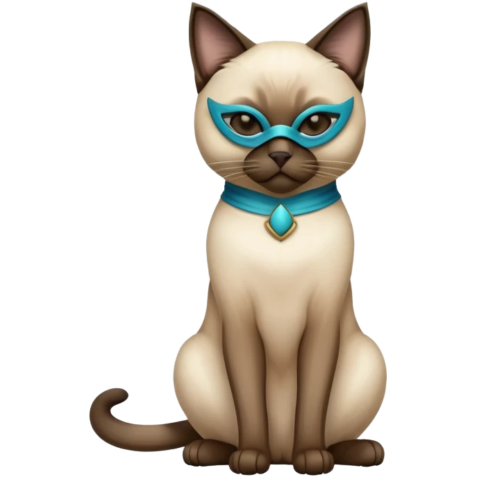 siamese cat full body sitting with a mask emoji