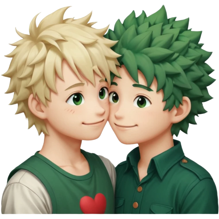 Make bakugo and deku kissing on cheeks emoji