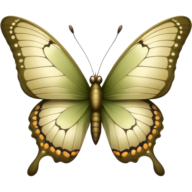 Cinematic realistic beautiful sophisticated khaki butterfly emoji