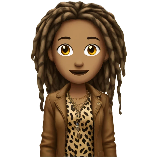 dreadlocked lady in leopard print emoji