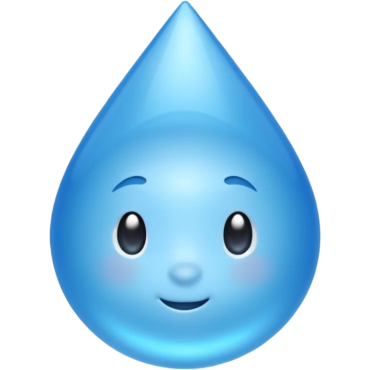 A single water droplet emoji, glossy and smooth, cartoonish, vibrant blue color, high detail, simple and cute design, without facial features, isolated on white background, centered compositio

 emoji