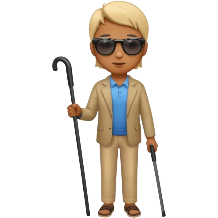 A blind person wearing sunglasses and holding a guide cane emoji