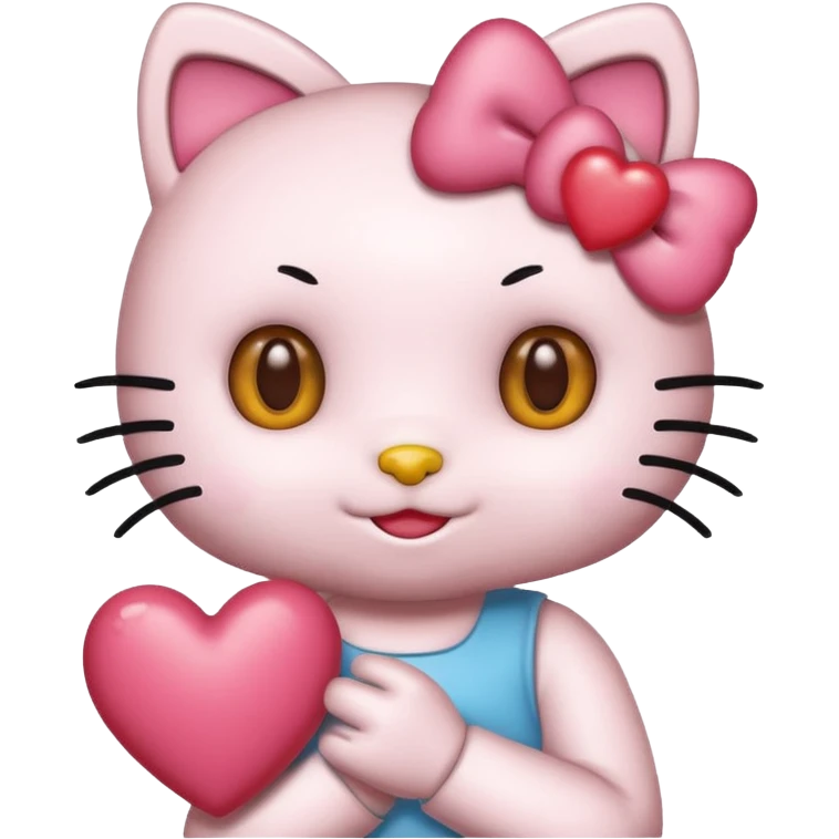 Połącz mi zwykłe hello kitty na białym tle, ale żeby ono wyglądało jak ta emotka: 🥰 emoji