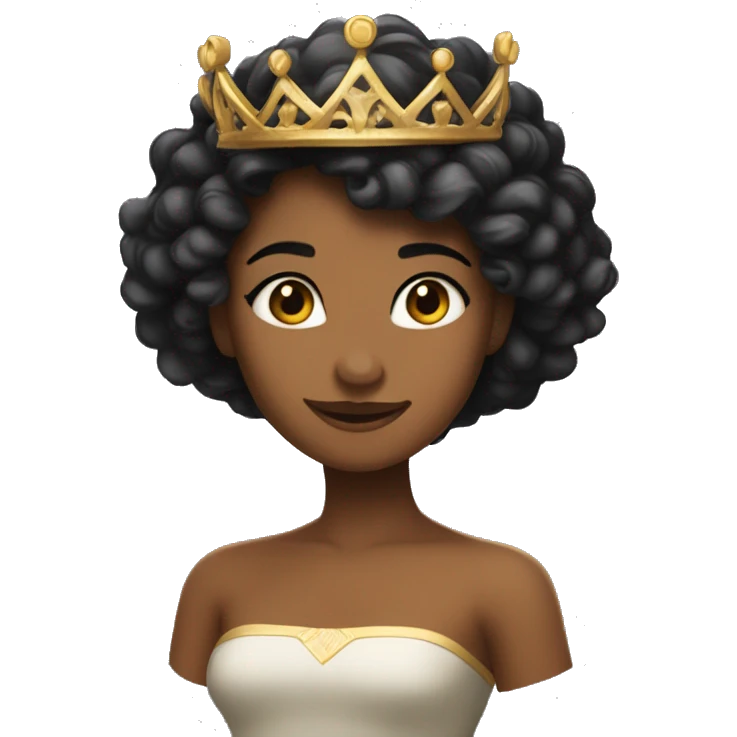 Una leona alegre y elegante de pelo negro con corona de brillo de Reyna  emoji