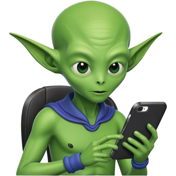 a alienígena digitando o celular emoji