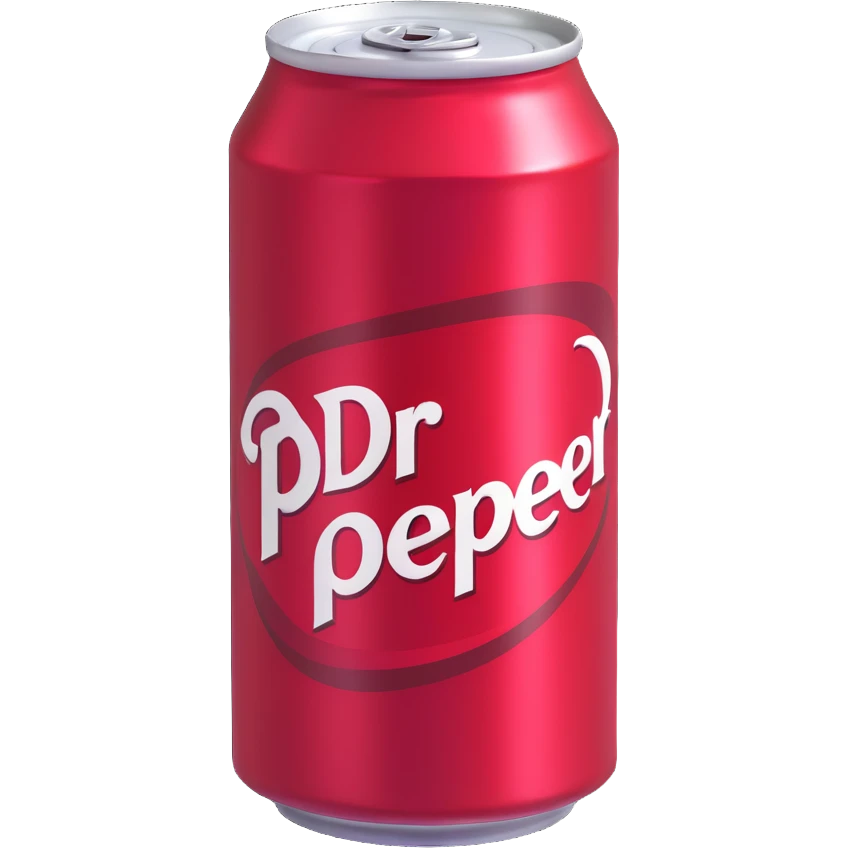 3D emoji style Dr Pepper soda can, shiny and simple emoji