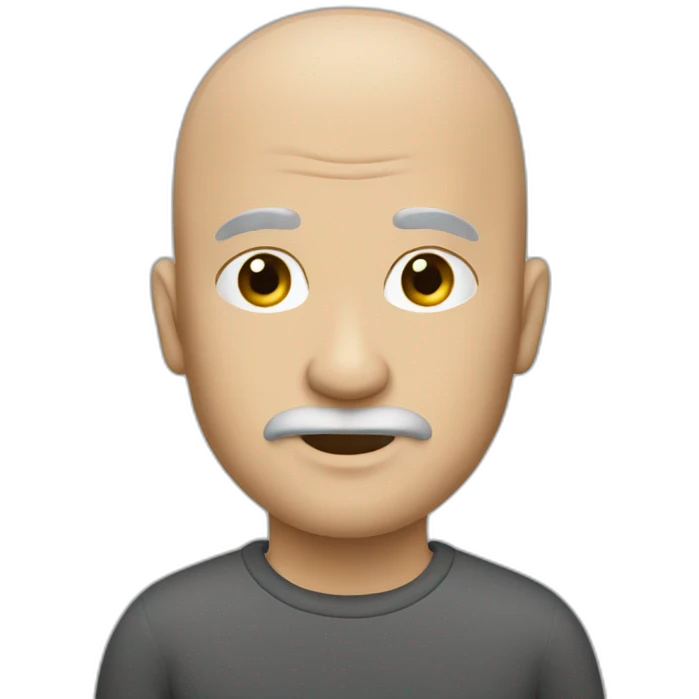 Bald with grey beard small eyebrows emoji