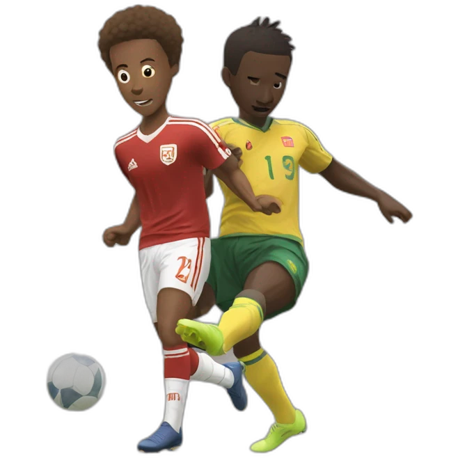 Lumbering African centre back felling small Japanese winger with a penalty incorrectly awarded emoji