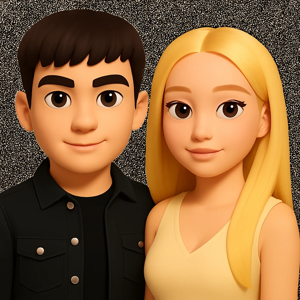 Slightly increase the volume of the upper body of the girl and slightly rotate her to face forward. Preserve the style of the original image. emoji