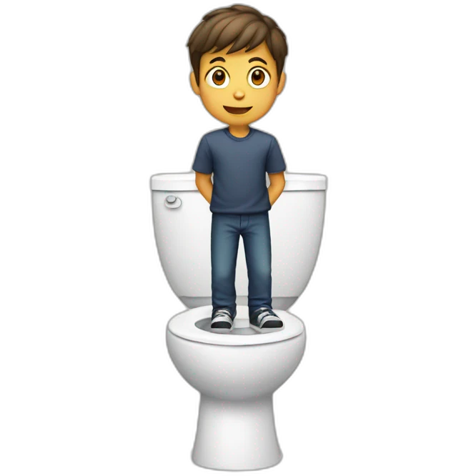 A boy standing on a toilet emoji