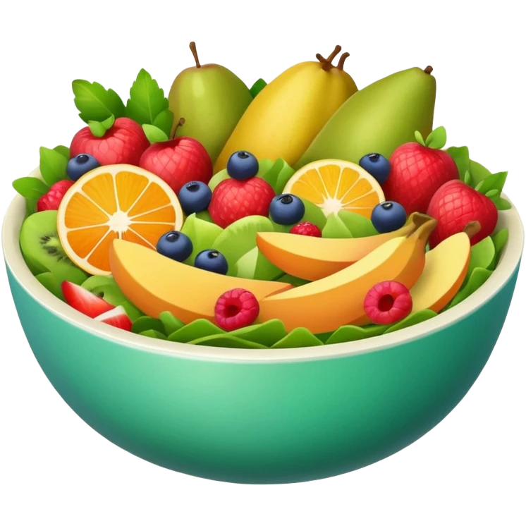 bowl of fruits and salads, including nutritious meals and snaks emoji