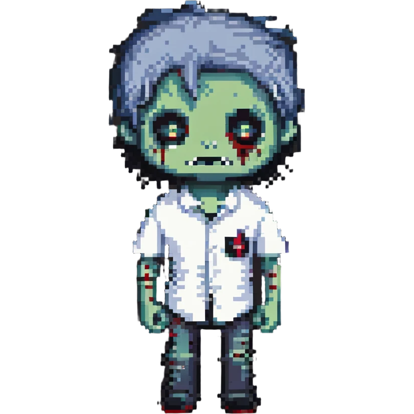 zombie boy with emo hair and white shirt emoji
