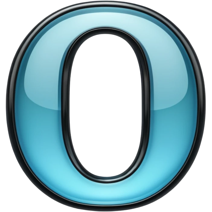 Photo of a 3d made of glass letter "О", black solid background, symmetrical emoji
