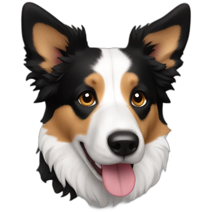 border collie mixed with corgi only face and with black and white fur emoji