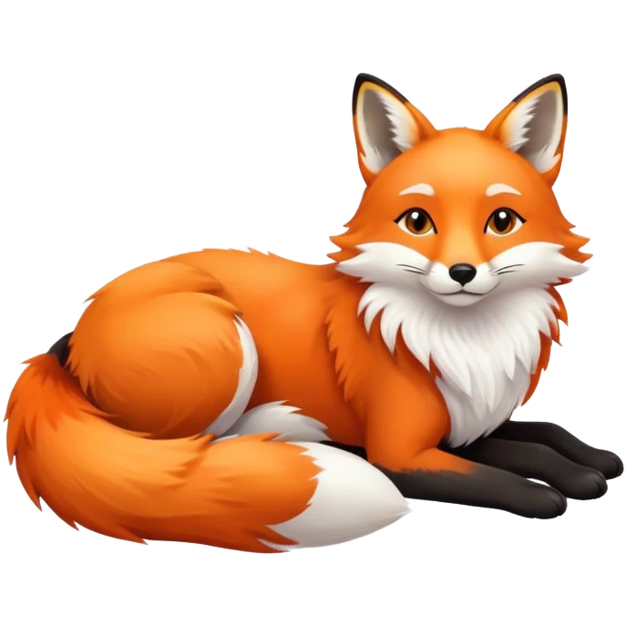 A fox lying on a black cat. emoji