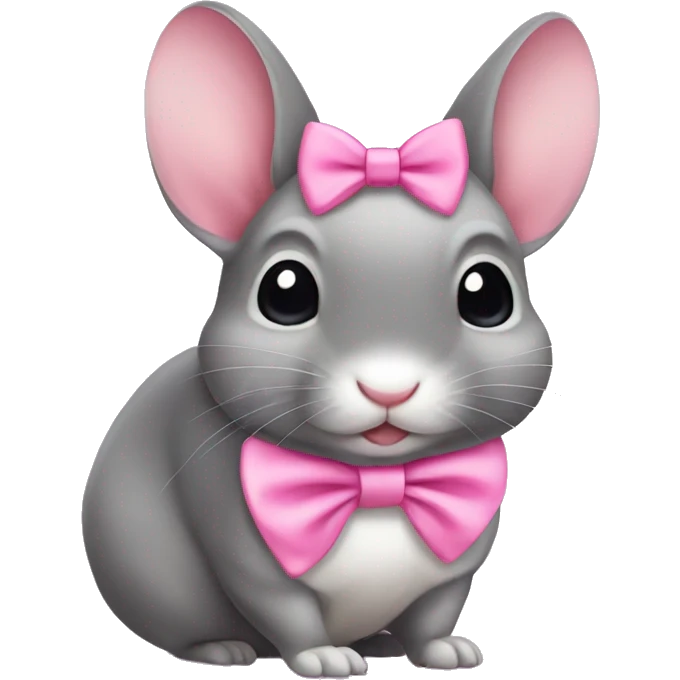 Cute chinchilla wearing a pink bow  emoji