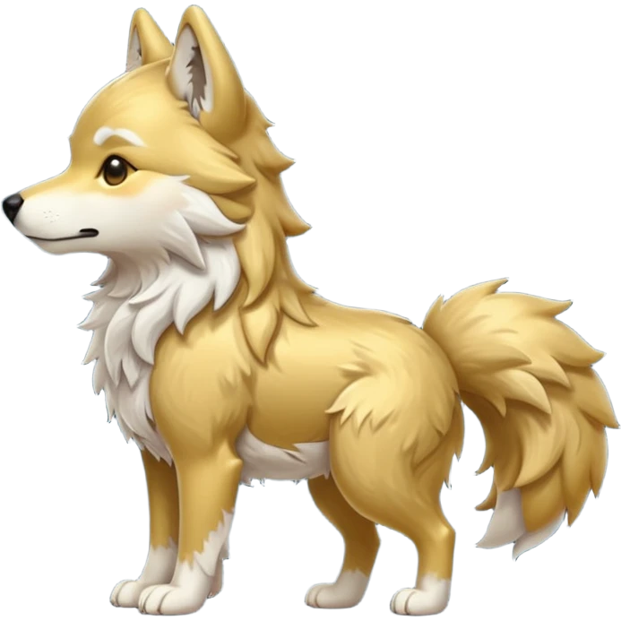 Gold wolf chibi side profile full body facing left  emoji