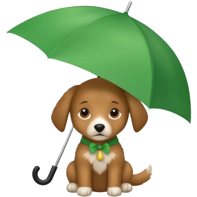baby dog hold small green umbrella emoji