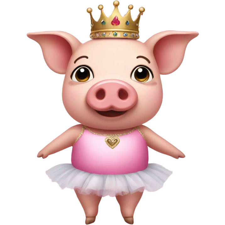Pig with tuta and leotard and crown emoji