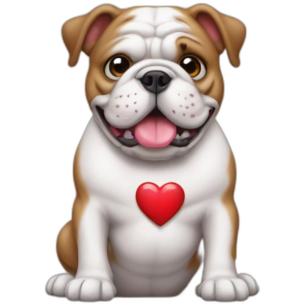 Bulldog with heart emoji