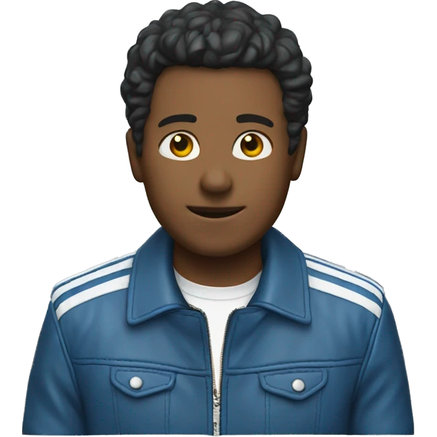 blue leather jacket white stripe on front chest emoji