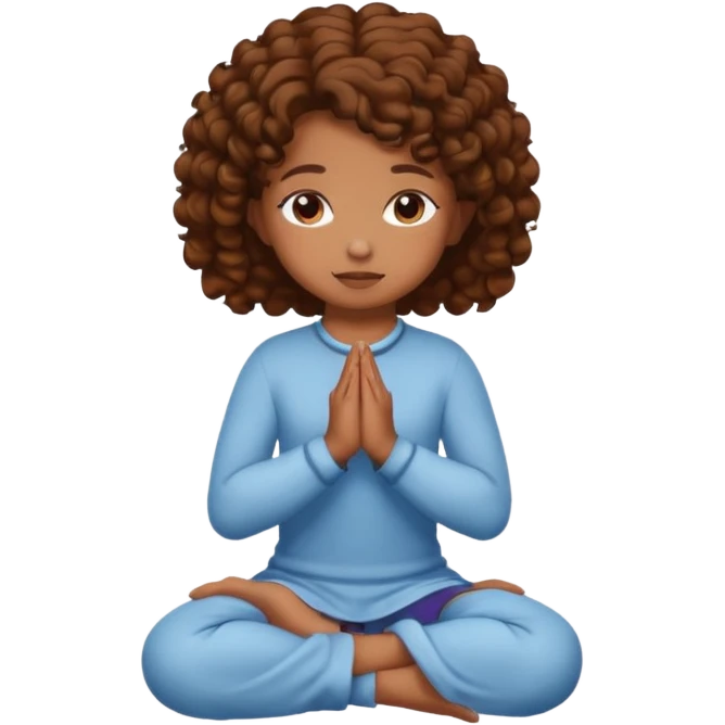 girl praying on knees curls brown emoji