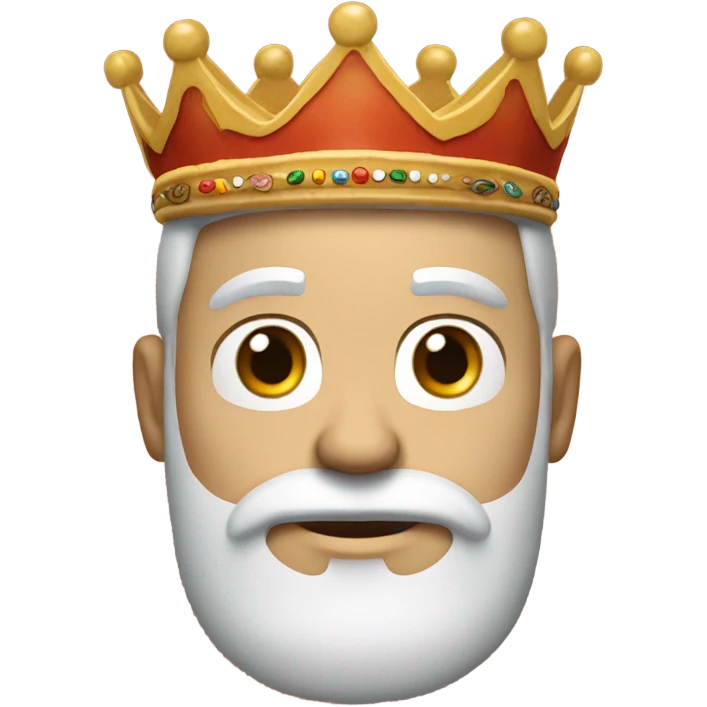 white guy with burger king crown on head and he has a white beard and mustache  emoji