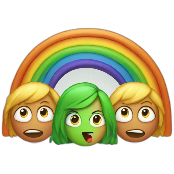 rainbow with an angry karen at the end asking for a manager because her carrots were blue emoji