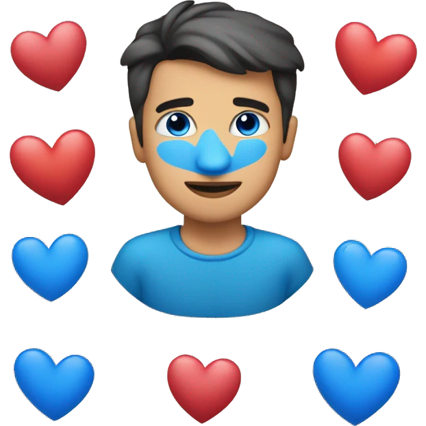 Hombre con corazones azules en los ojos  emoji