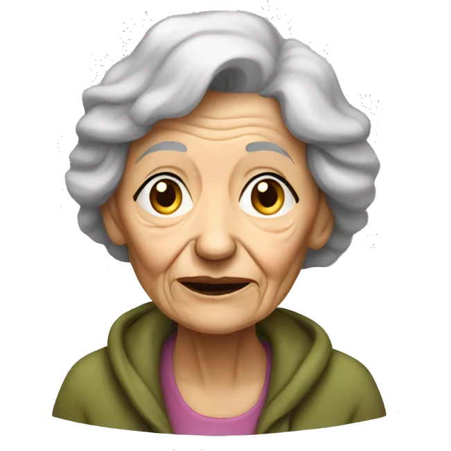 Elderly woman who is homeless, disheveld emoji