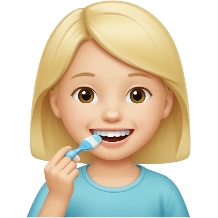 little girl brushing her teeth emoji