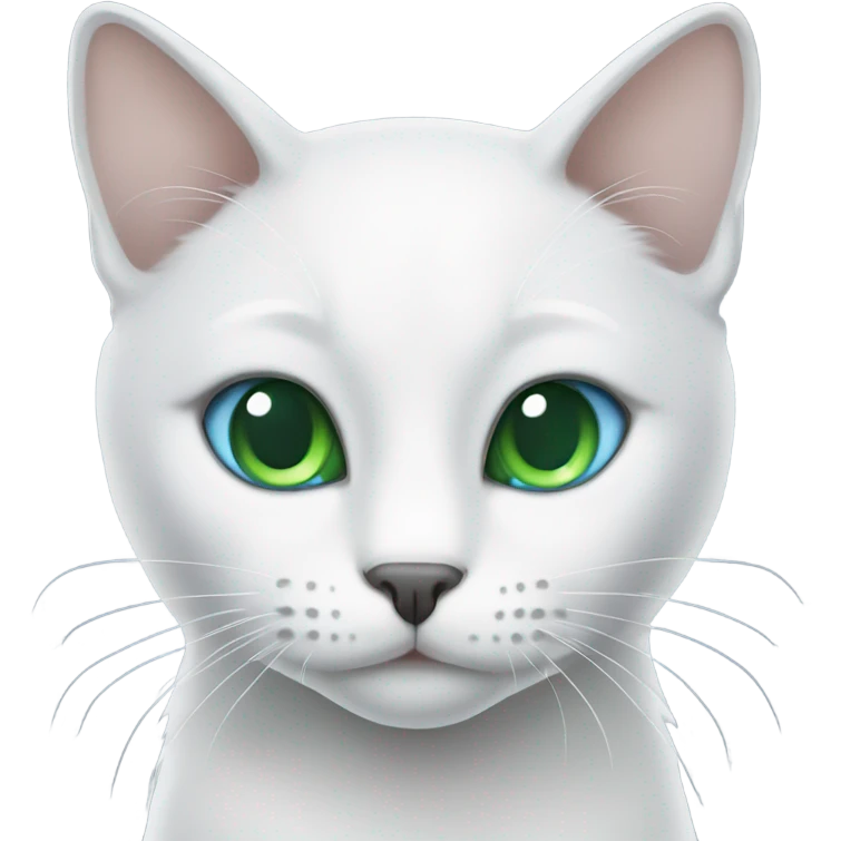 White grey cat with Green blue eyes emoji
