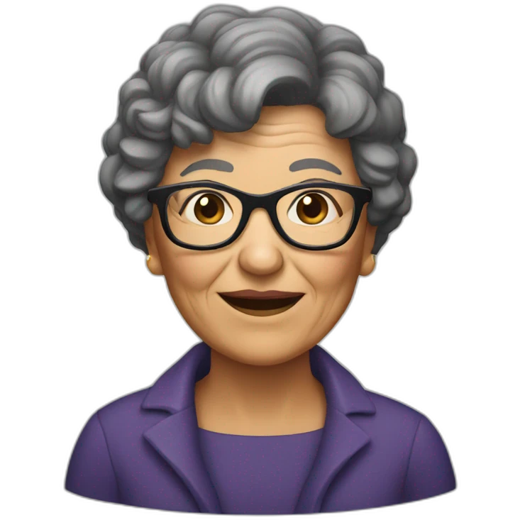 old woman with short curly black hair and glasses emoji
