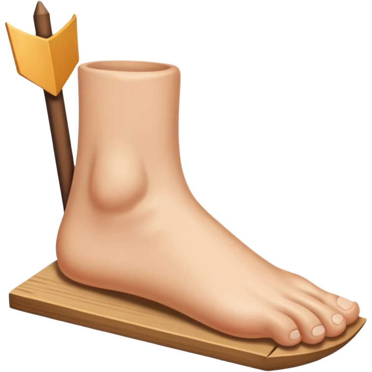 tavolo con freccia verso un piede emoji